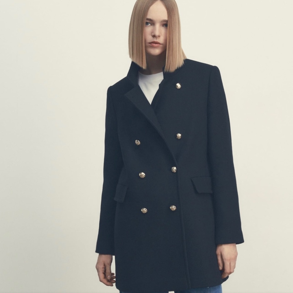 Zara wool blend double breasted coat